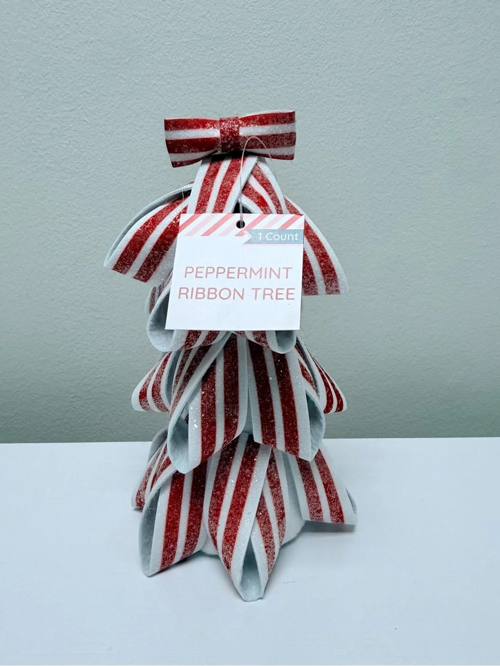 Target Bullseye Playground set of 2 8” Peppermint Ribbon Trees, New